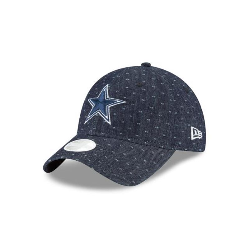 NFL Dallas Cowboys Womens Dotted Denim 9Twenty Adjustable (XLT0000) - Blue New Era Caps